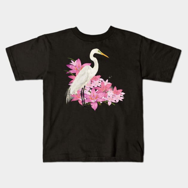 Great Egret Kids T-Shirt by obscurite